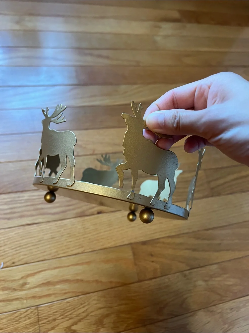 Large reindeer candle holder - Gold Tone